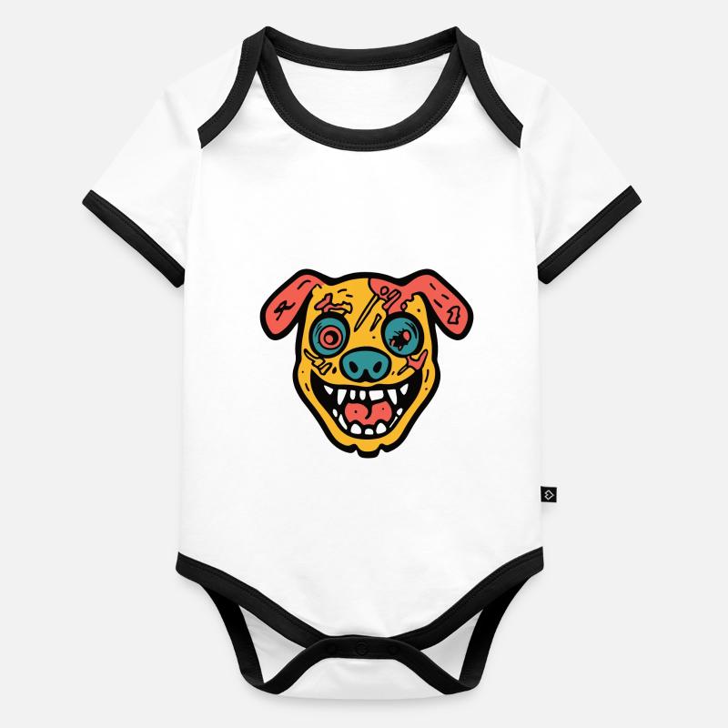 Hund Halloween Witzig Zombie Baby Bio-Kurzarm-Kontrastbody