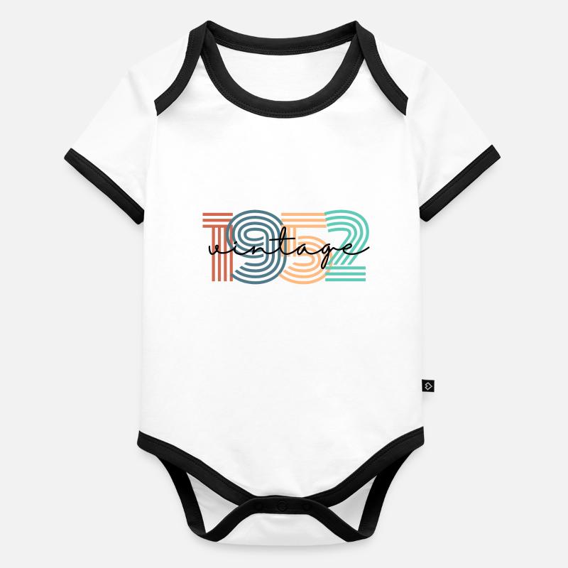 1952 Vintage Retro Baby Bio-Kurzarm-Kontrastbody