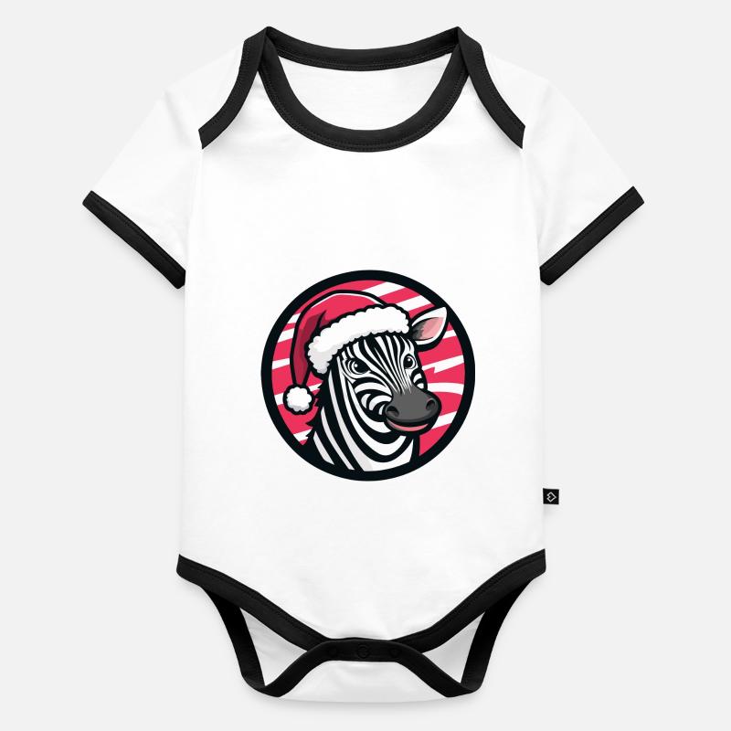Zebra Weihnachten Tier Baby Bio-Kurzarm-Kontrastbody