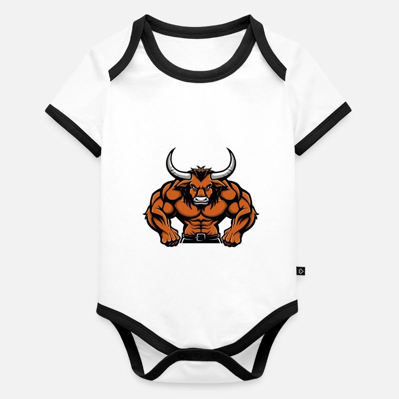 Bande dessinée Muscles Taureau Body Bébé bio contrasté manches courtes