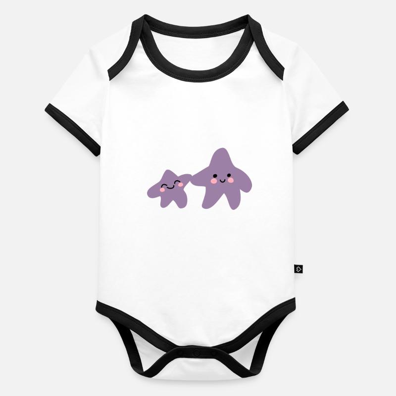 Geschwister Sternchen Baby Bio-Kurzarm-Kontrastbody