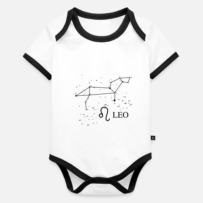 Constellation Leo with Zodiac sign Baby Bio-Kurzarm-Kontrastbody