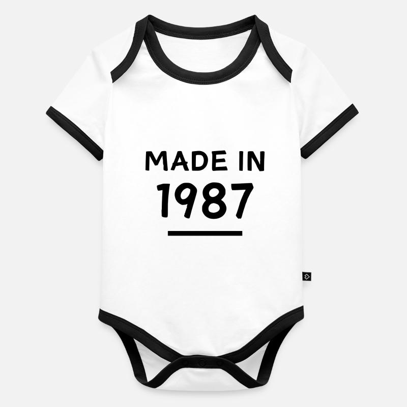 Fabriqué en 1987 - Année de naissance / Anniversaire Body Bébé bio contrasté manches courtes