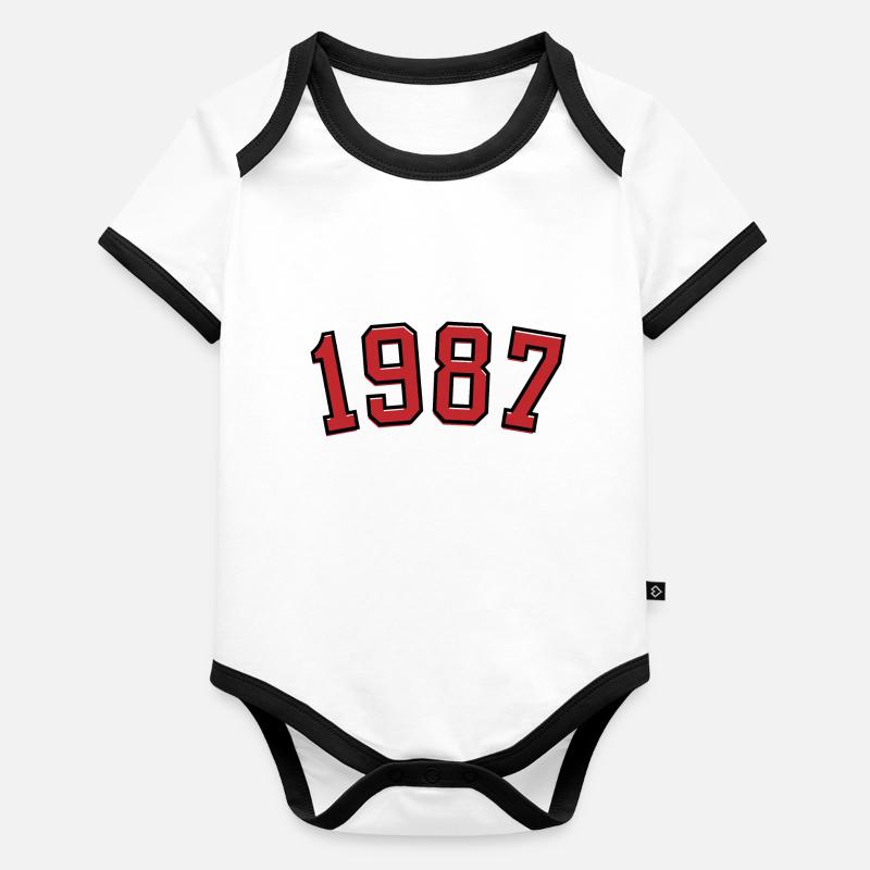 Année de naissance sport 1987 Body Bébé bio contrasté manches courtes