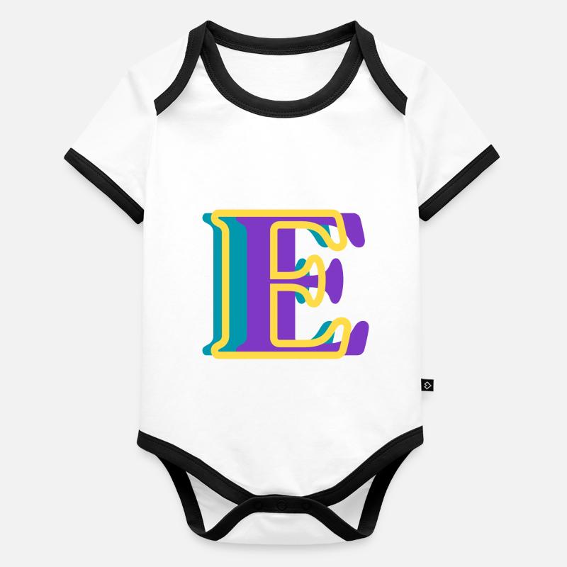 Mehrfarbiger Buchstabe e – originelle Geschenkidee Baby Bio-Kurzarm-Kontrastbody