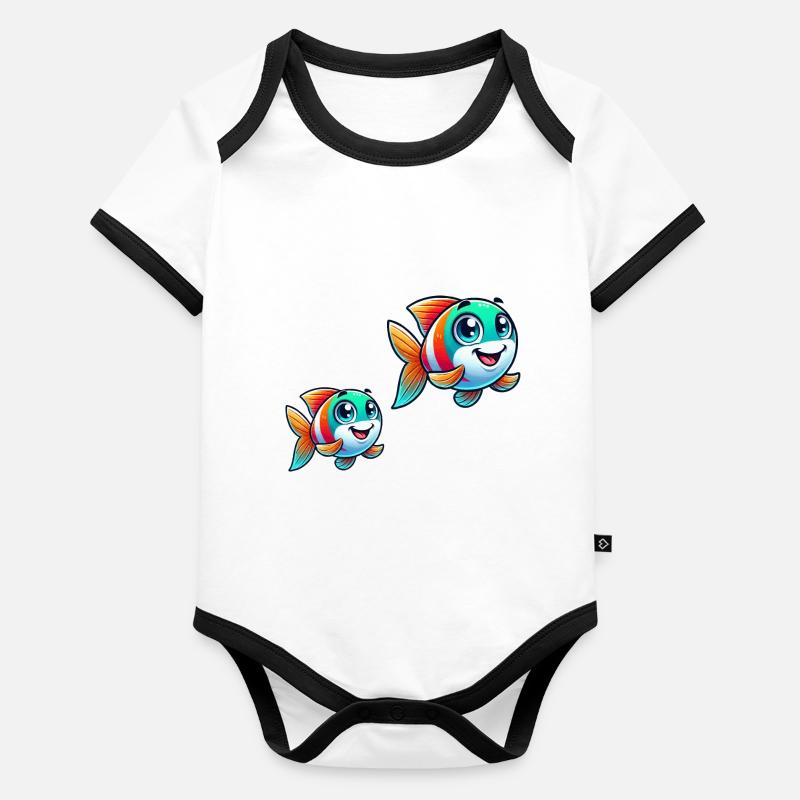 Fish Comic Organic Baby Contrasting Bodysuit