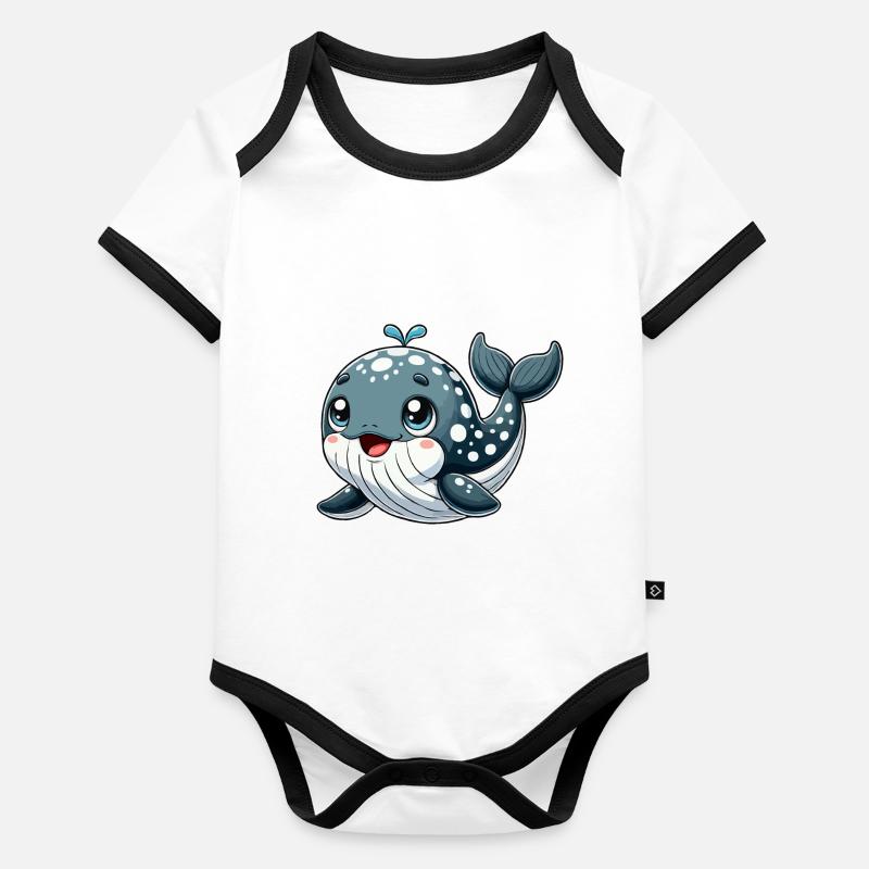 Bébé baleine Body Bébé bio contrasté manches courtes