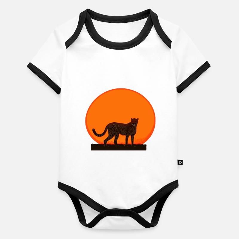 Cheetah at sunrise Organic Baby Contrasting Bodysuit