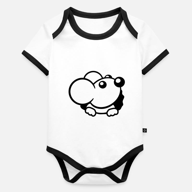 Maus Wand Loch Mauseloch Guckt Süß Lustig Comic Baby Bio-Kurzarm-Kontrastbody