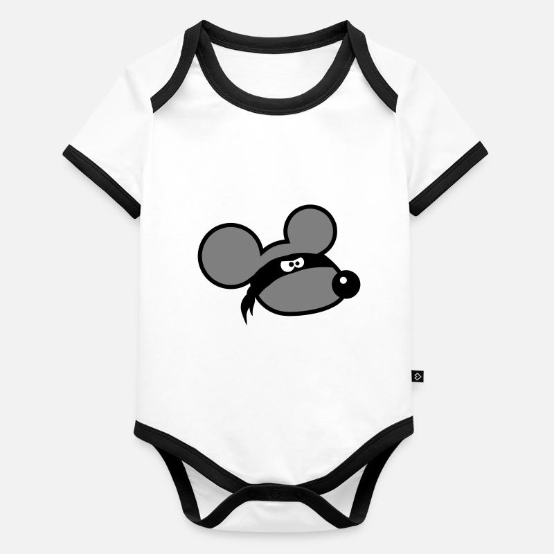 Mouse Evil Robber Ninja Raid Thief Cloth Eyes Organic Baby Contrasting Bodysuit