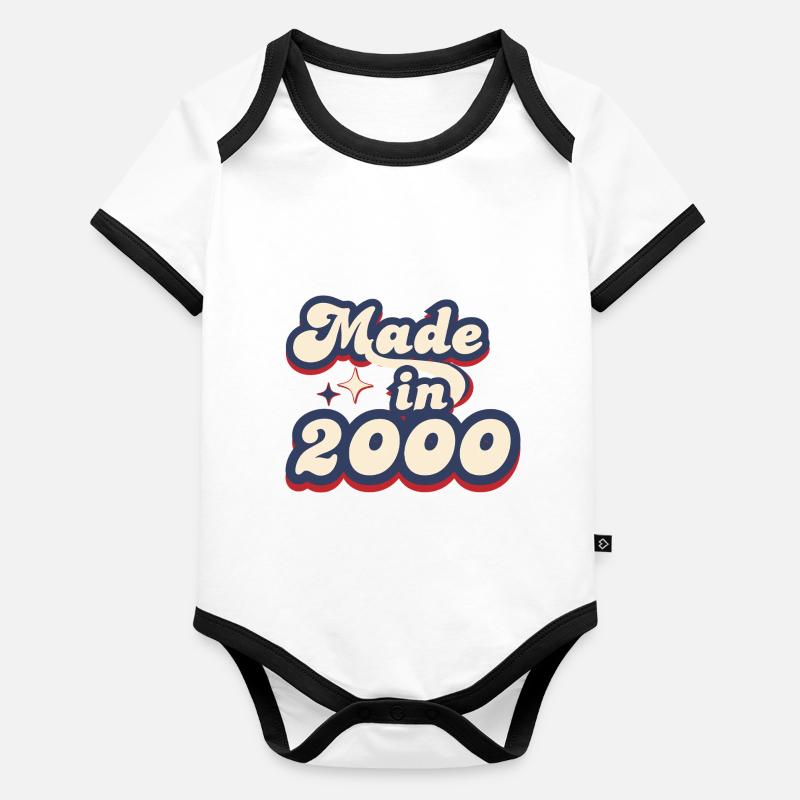 Made in 2000 retro Body Bébé bio contrasté manches courtes