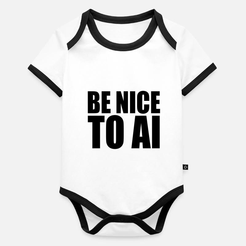 BE NICE TO AI Baby Bio-Kurzarm-Kontrastbody