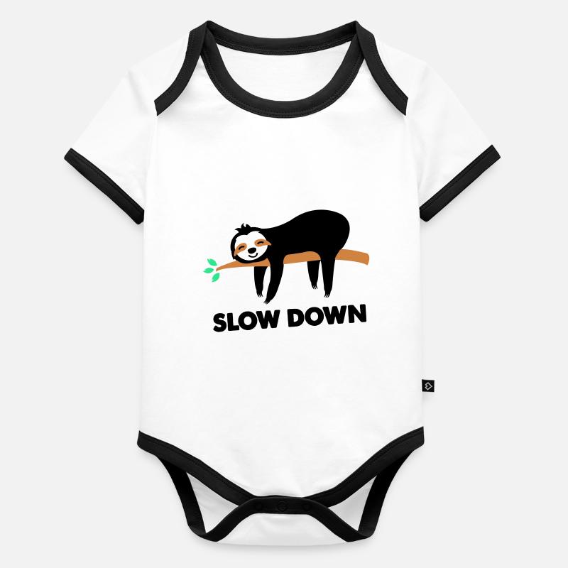 Sloth slow down Organic Baby Contrasting Bodysuit