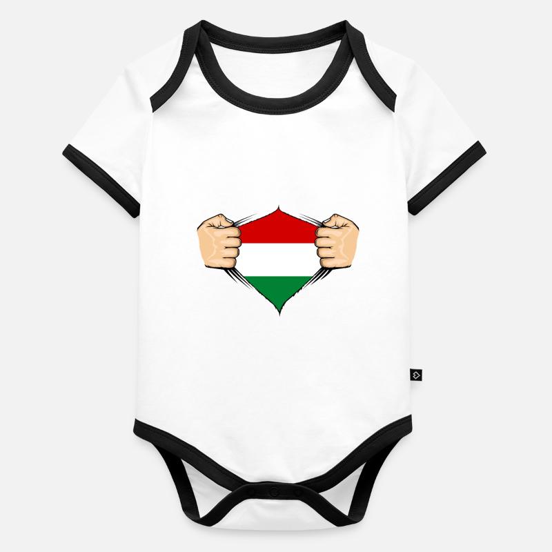 Hungary Flag Design Organic Baby Contrasting Bodysuit