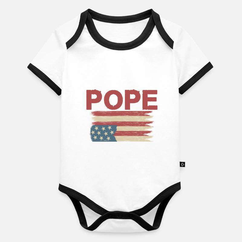 American Flag Pope Organic Baby Contrasting Bodysuit