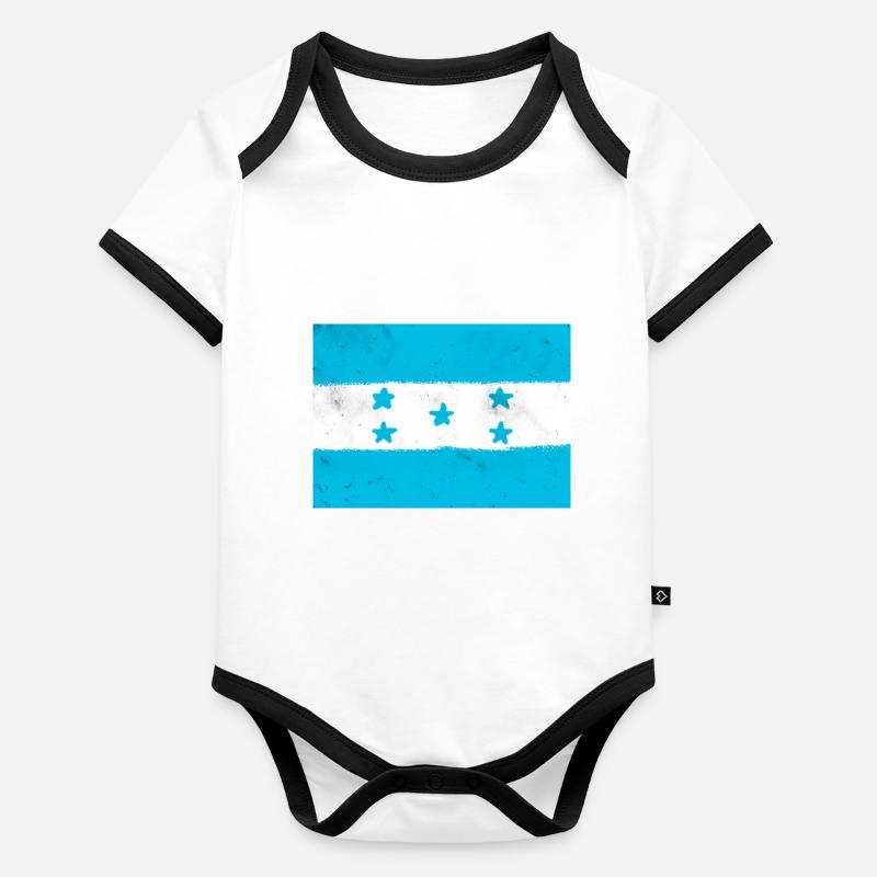 Drapeau du Honduras Body Bébé bio contrasté manches courtes