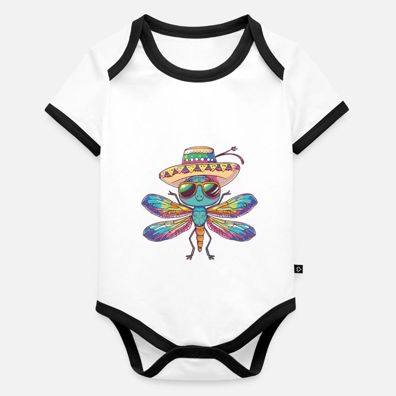 Libellule Drôle Sombrero Body Bébé bio contrasté manches courtes