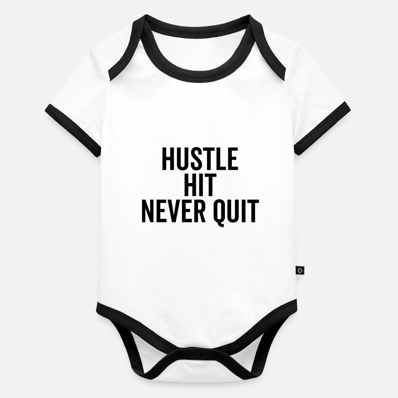 Hustle Hit Never Quit Body Bébé bio contrasté manches courtes