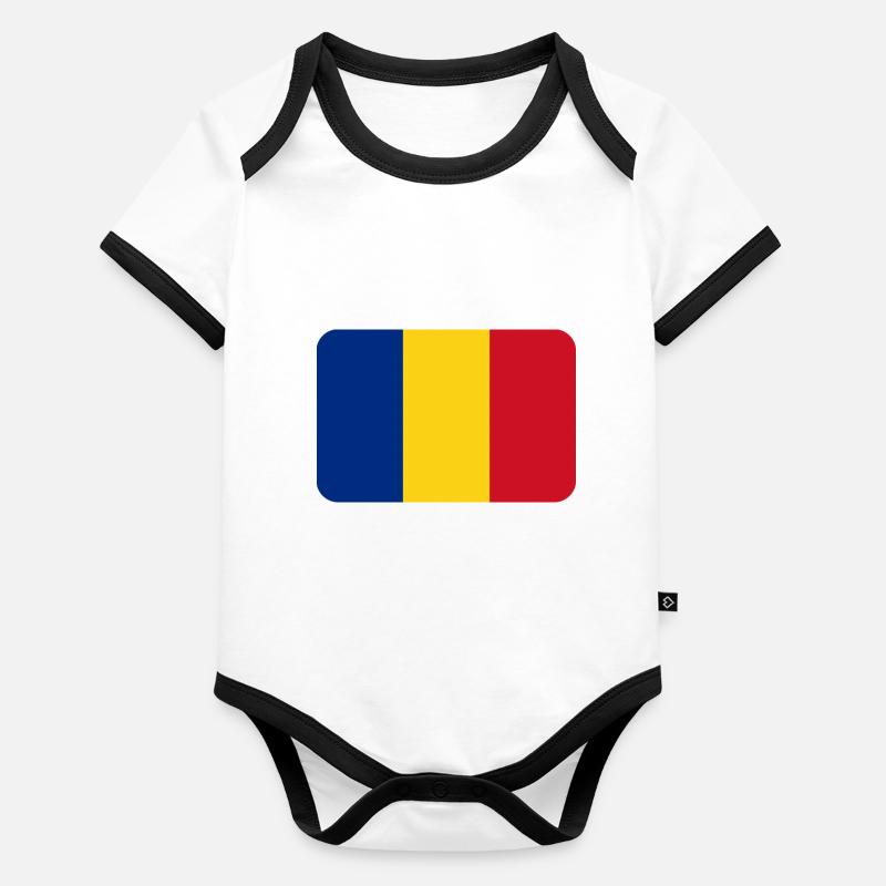 ROMANIA FLAG round corner 400 dpi Organic Baby Contrasting Bodysuit