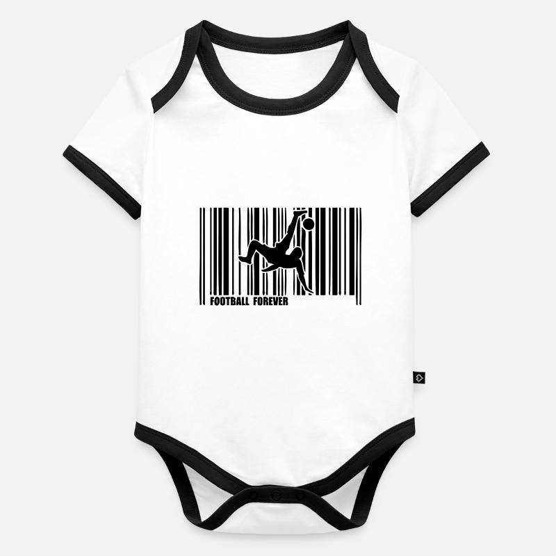 code barre football Body Bébé bio contrasté manches courtes
