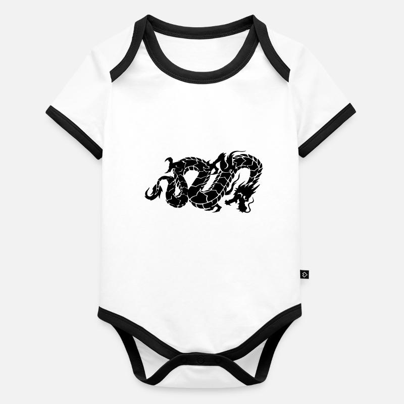 chinese dragon Baby Bio-Kurzarm-Kontrastbody