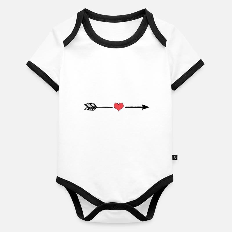 Coeur et flèche Body Bébé bio contrasté manches courtes