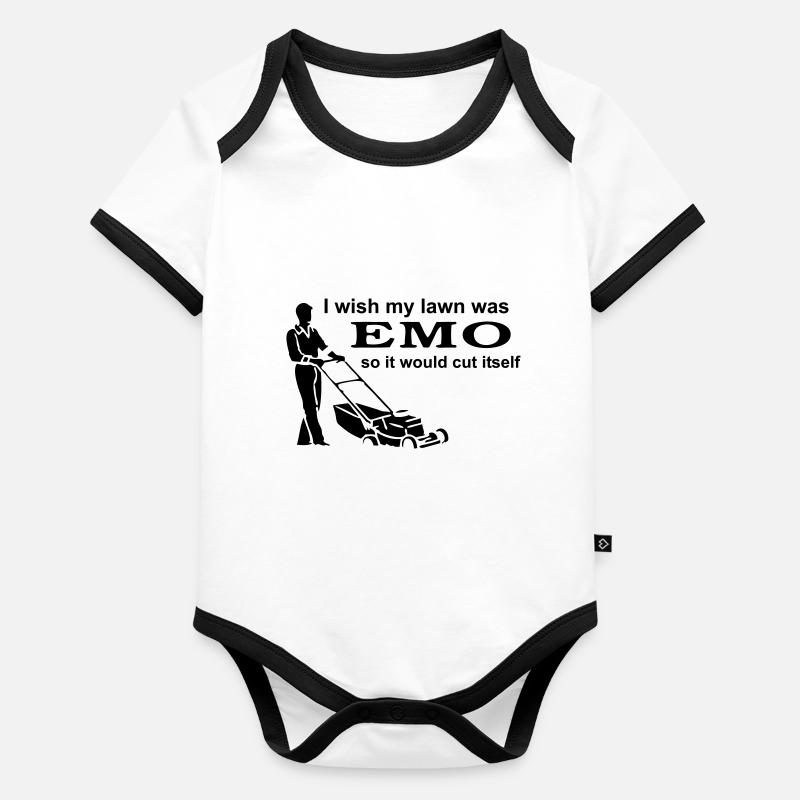 I Wish My Lawn Was Emo So It Would Cut Itself Organic Baby Contrasting Bodysuit