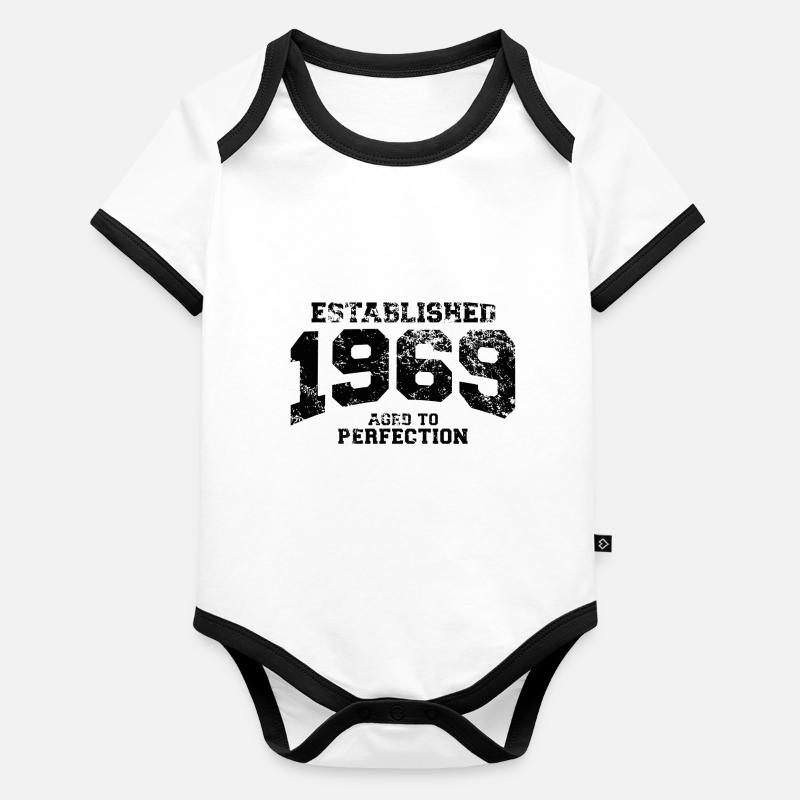 established 1969 - aged to perfection(fr) Body Bébé bio contrasté manches courtes