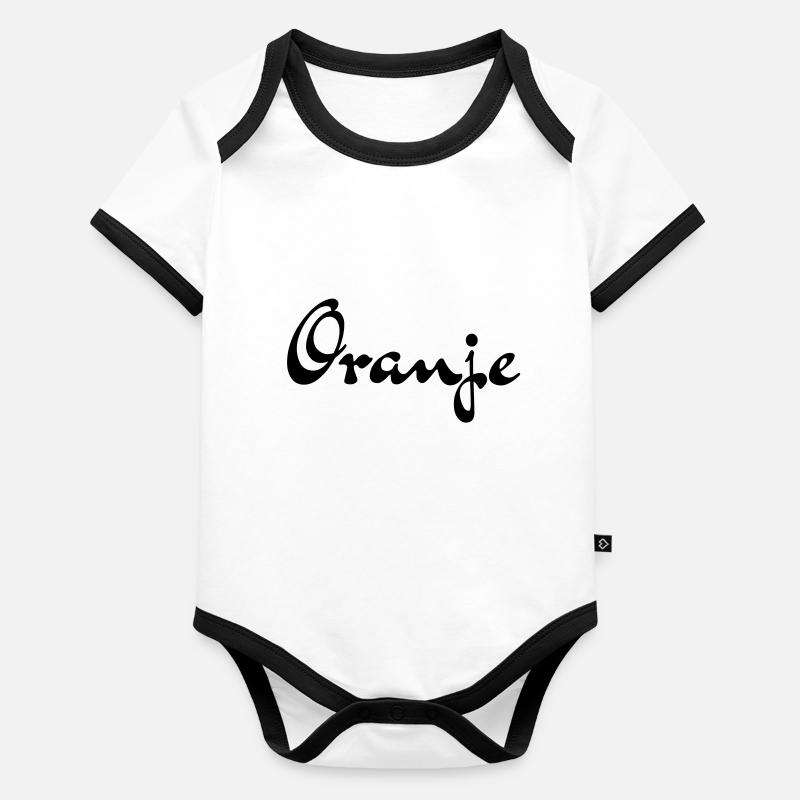 Oranje Buttons / Anstecker Baby Bio-Kurzarm-Kontrastbody