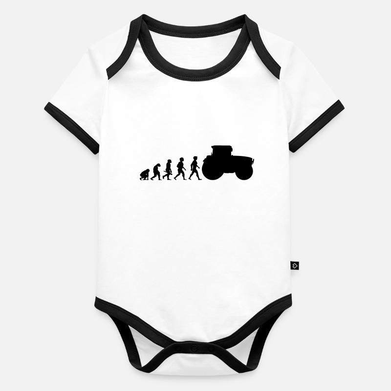Evolution tracteur tracteur tracteurs Body Bébé bio contrasté manches courtes