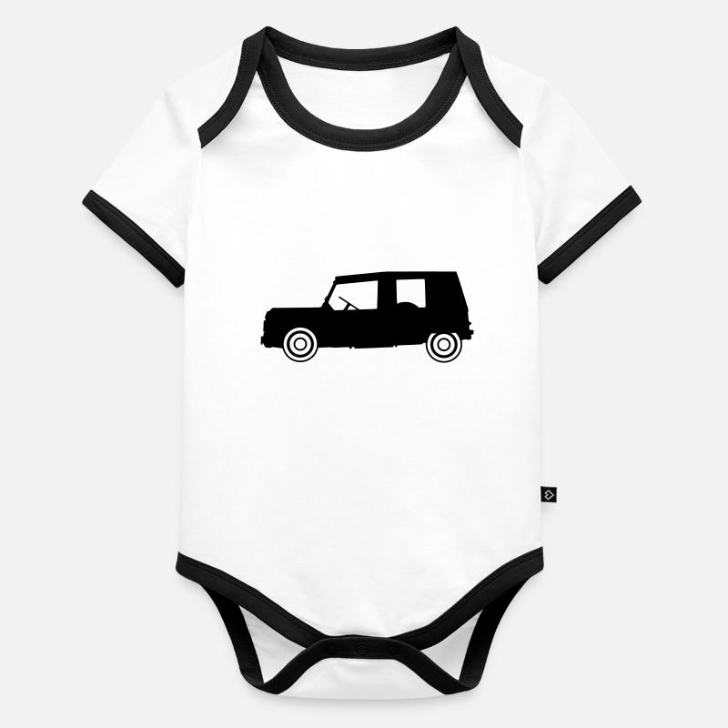 Méhari noire de profil Body Bébé bio contrasté manches courtes