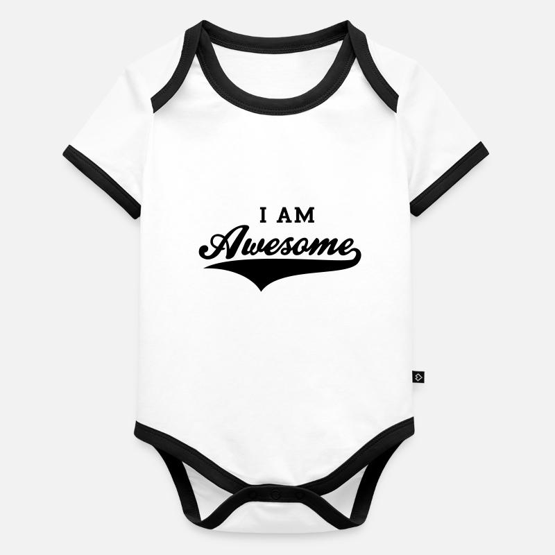 I AM Awesome Baby Bio-Kurzarm-Kontrastbody