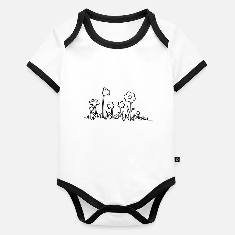 prairie fleur Body Bébé bio contrasté manches courtes