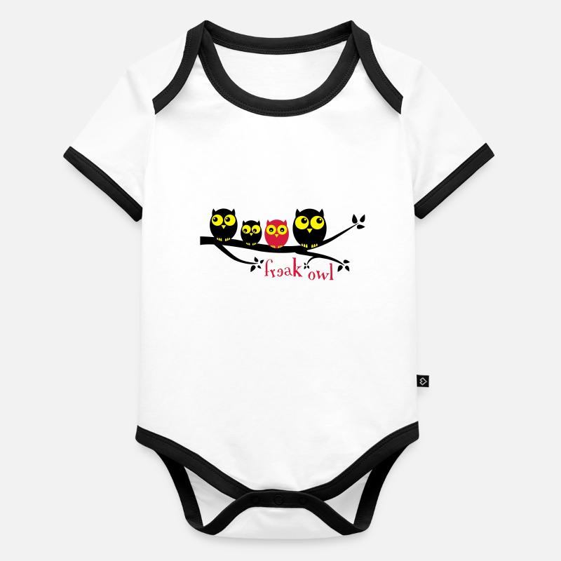 Hibou Freak 3 de couleur Body Bébé bio contrasté manches courtes