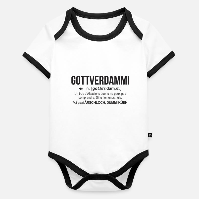 Gottverdammi Alsace Body Bébé bio contrasté manches courtes