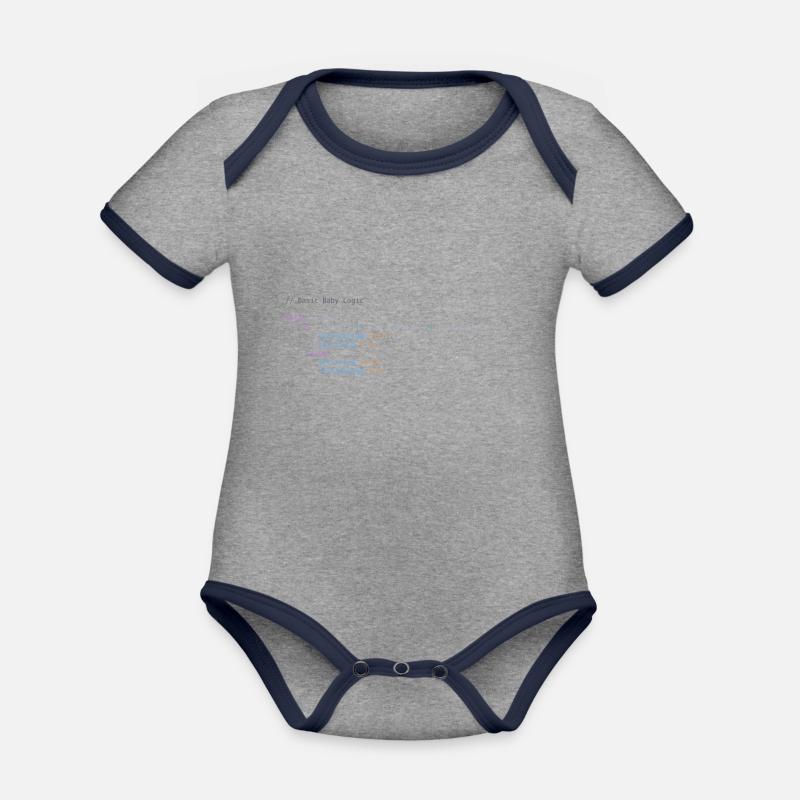 Programmeur bébé logique - Body Bébé bio contrasté manches courtes - gris chiné/bleu marine