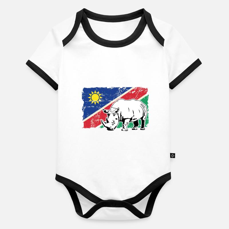 Namibia Flag - Rhino - Nashorn Baby Bio-Kurzarm-Kontrastbody