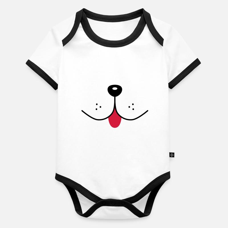 Chien visage drôle chien museau chiens nez bouche Body Bébé bio contrasté manches courtes