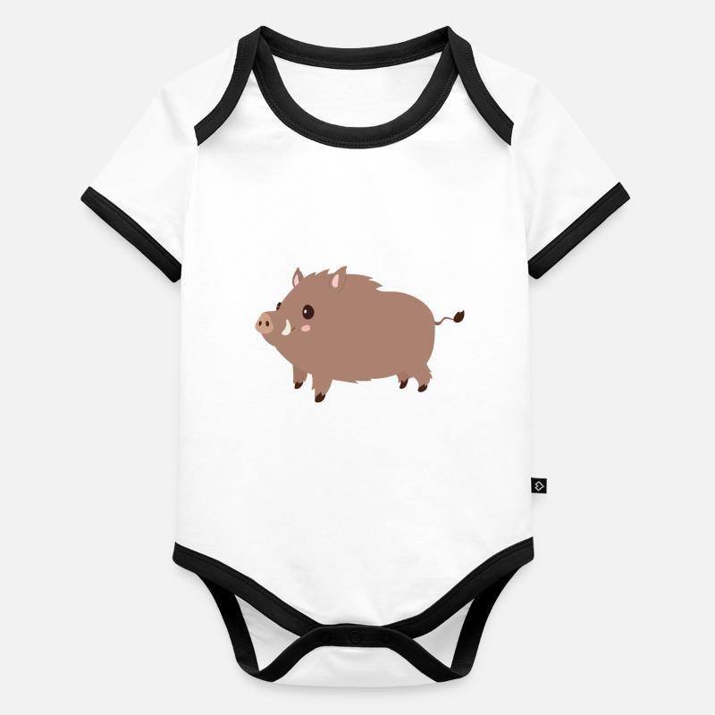 sanglier Body Bébé bio contrasté manches courtes