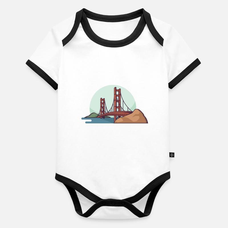 Golden Gate Bridge Baby Bio-Kurzarm-Kontrastbody