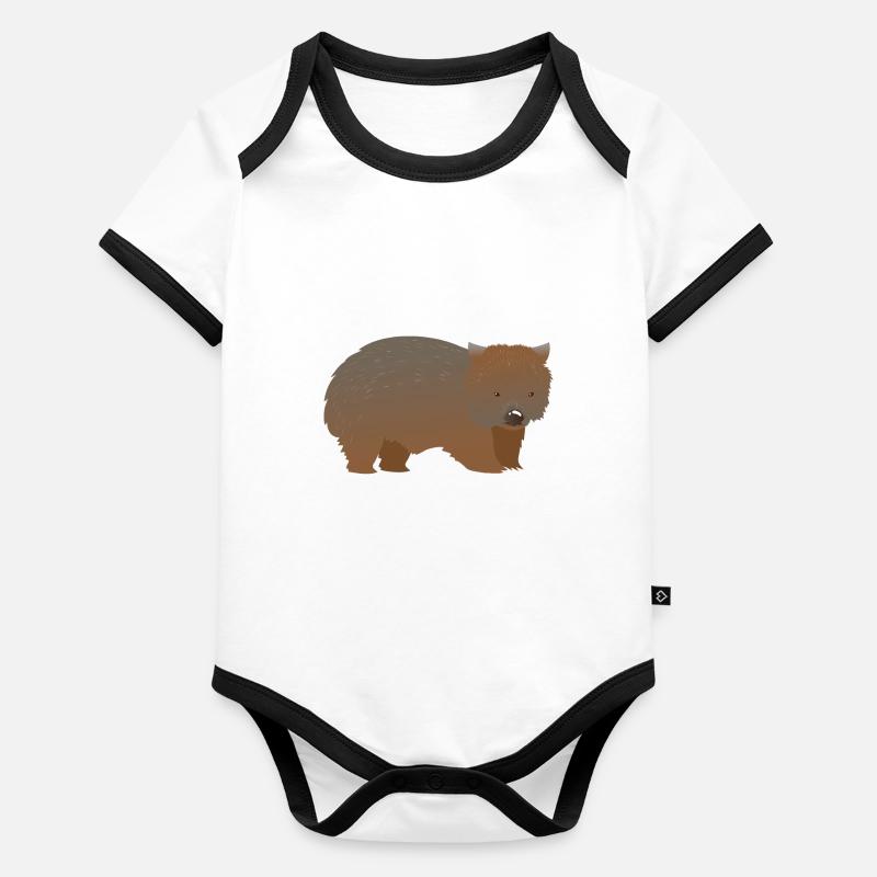 Brown hairy nosed wombat Organic Baby Contrasting Bodysuit
