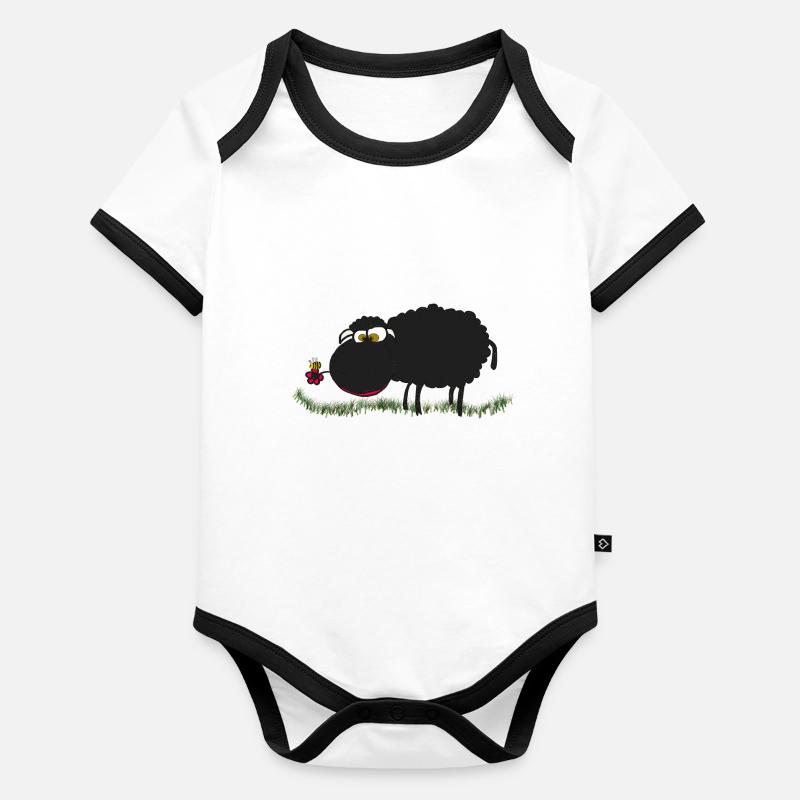 mouton noir Body Bébé bio contrasté manches courtes