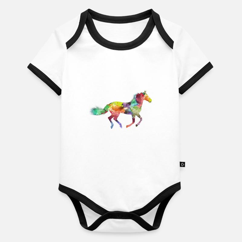 Arc-en-ciel design de cheval comme idée cadeau Body Bébé bio contrasté manches courtes