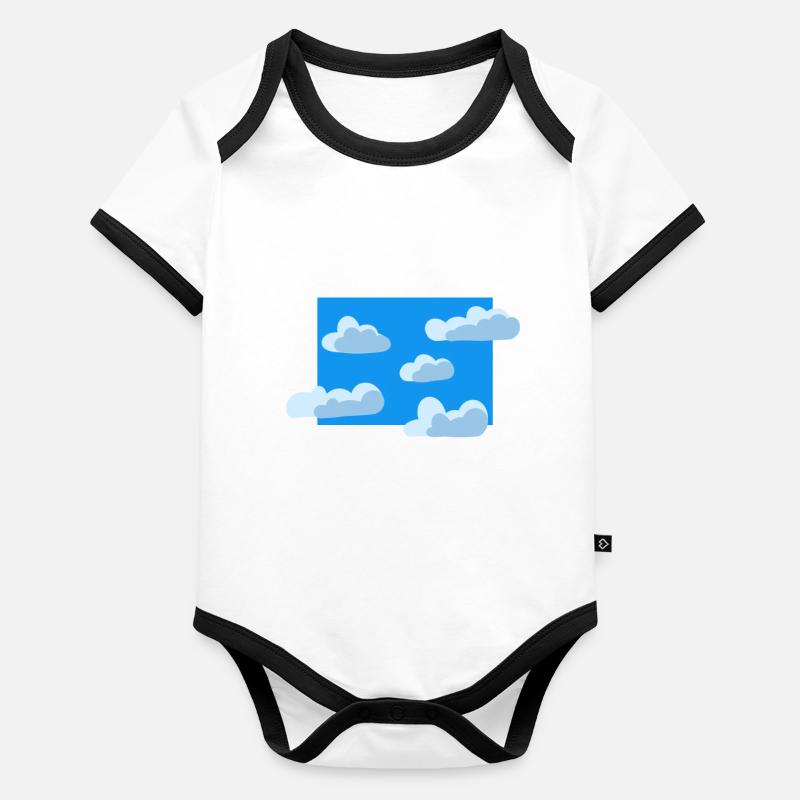 Ciel nuageux bleu Body Bébé bio contrasté manches courtes