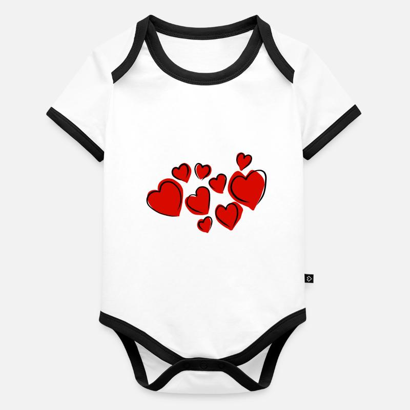Coeur st valentin Body Bébé bio contrasté manches courtes