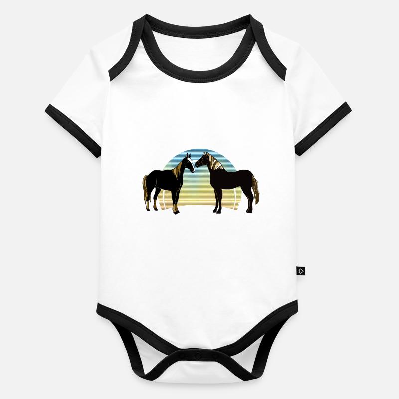 Les chevaux Body Bébé bio contrasté manches courtes