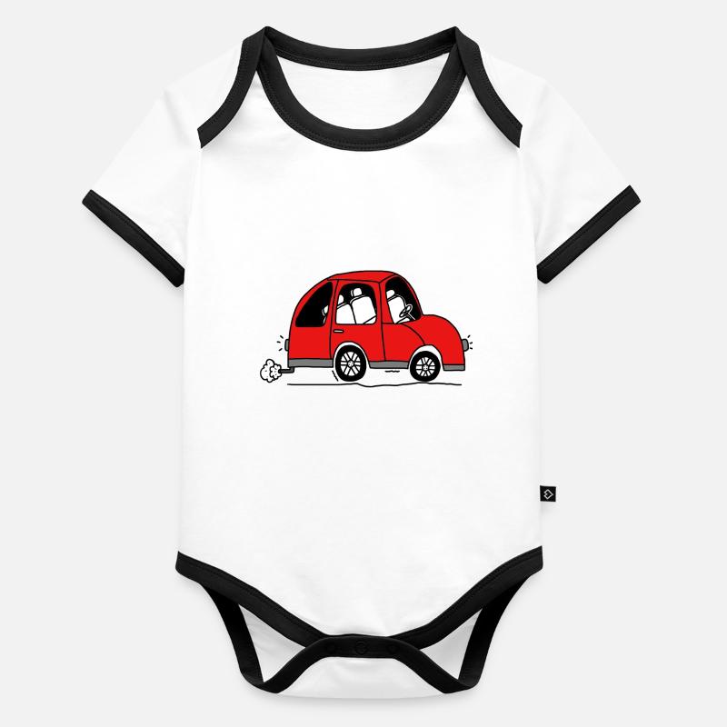 Car red Organic Baby Contrasting Bodysuit