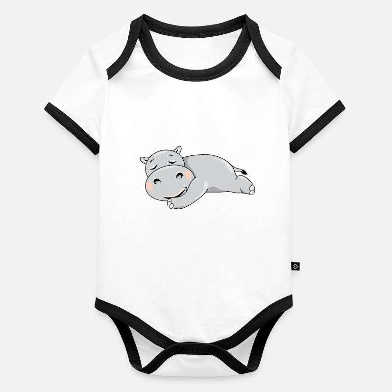 Cute sleeping hippo Organic Baby Contrasting Bodysuit