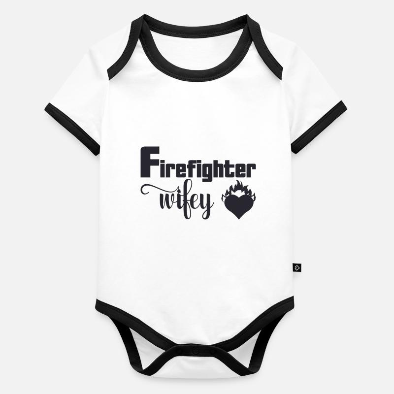 Femme de pompier Body Bébé bio contrasté manches courtes