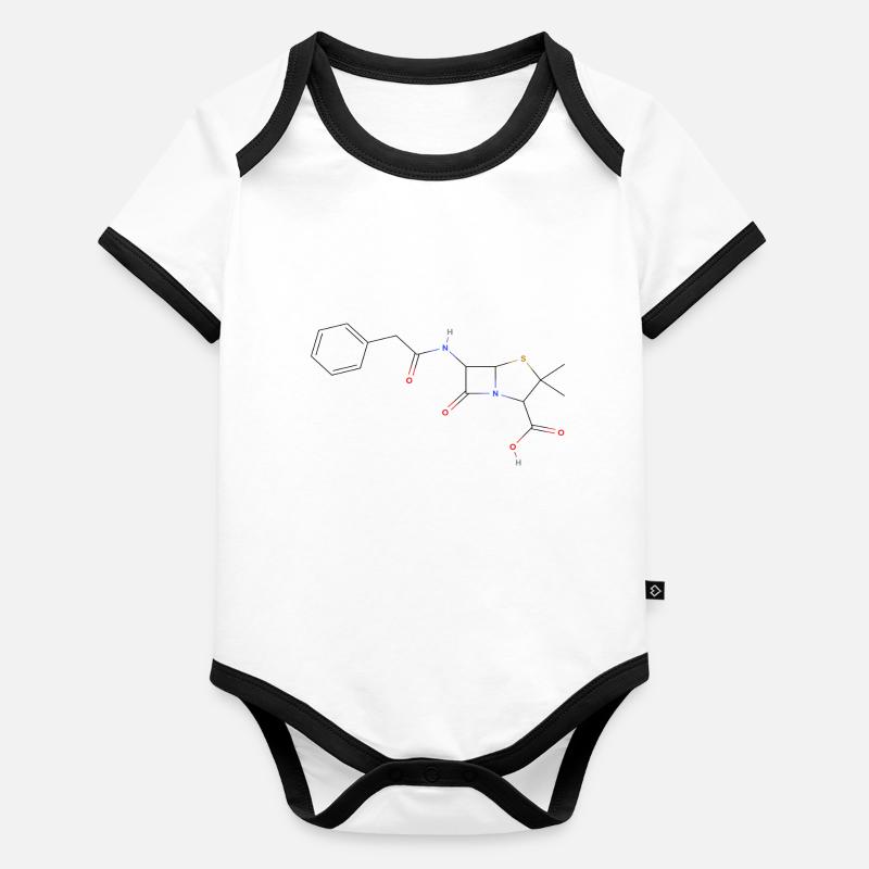 Molécule de pénicilline - Formule structurale colorée Body Bébé bio contrasté manches courtes